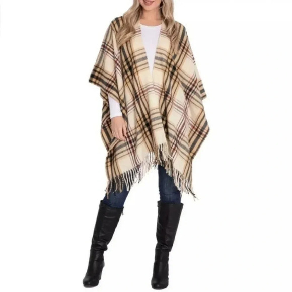 {Woolrich} Cozy Blanket Wrap Sienna Plaid One Size Dark Browns - Picture 12 of 12
